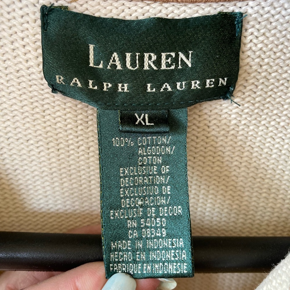 Vintage 90s Lauren Ralph Lauren Knit Cotton V Neck Western Retro Sweater Top - Picture 9 of 11